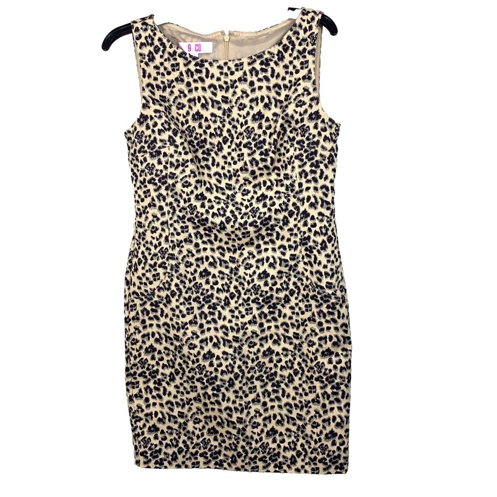 9 and Co Dress Womens Size 8 Leopard Cheetah Print Sleeveless Sheath Lined